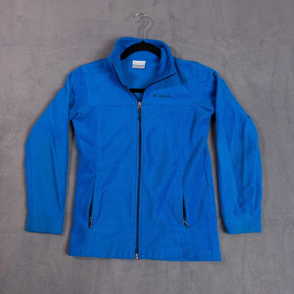 Columbia Fleece Jacket Girls Medium 10/12 Blue Full Zip Mock Neck